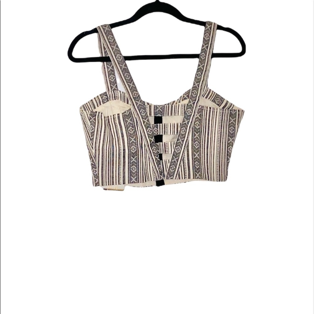 NWT Luca Couture: Medium Tribal Threaded Zip Up Crop Tank - Picture 2 of 4